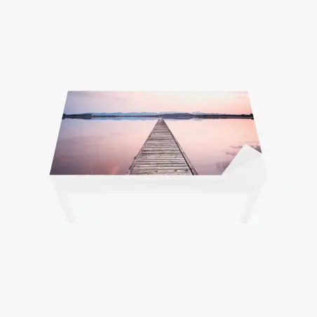 Tischaufkleber und Schreibtischaufkleber holzsteg zum horizont bei sonnenuntergang – Pixers®
