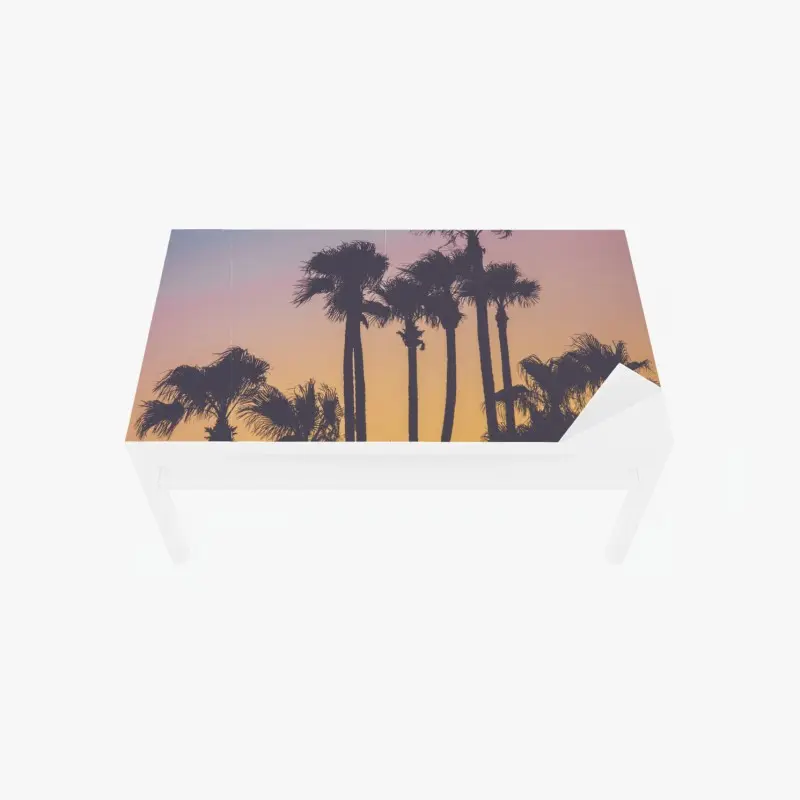 Tischaufkleber und Schreibtischaufkleber retro tropische palmen bei sonnenuntergang