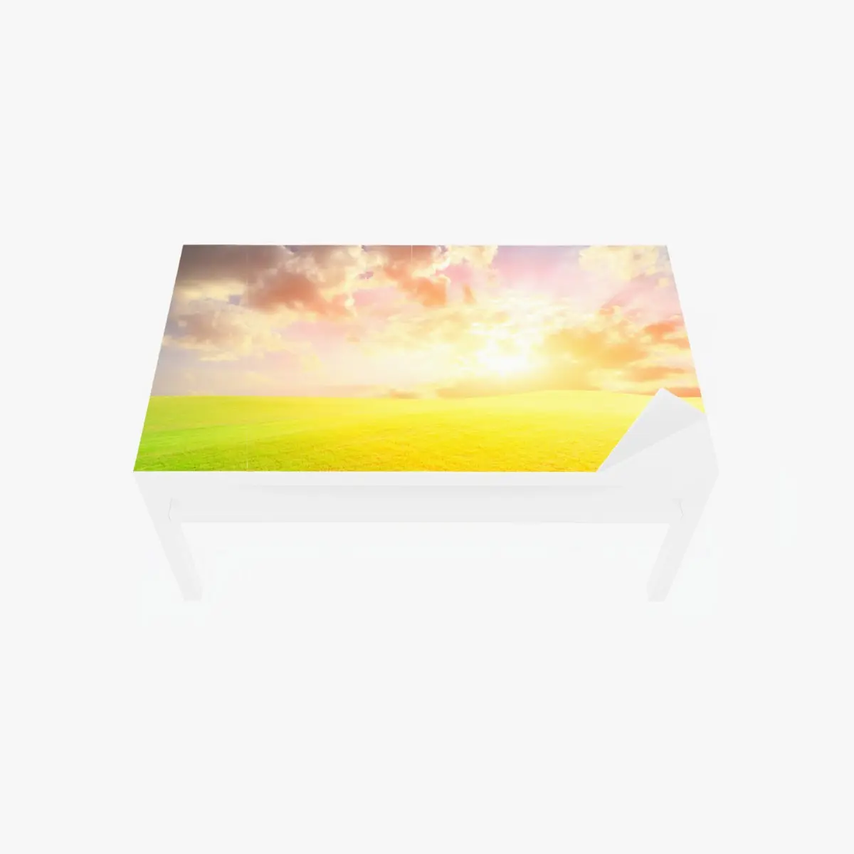 Tischaufkleber und Schreibtischaufkleber sonnenbeschienene wiese bei sonnenuntergang – Pixers®