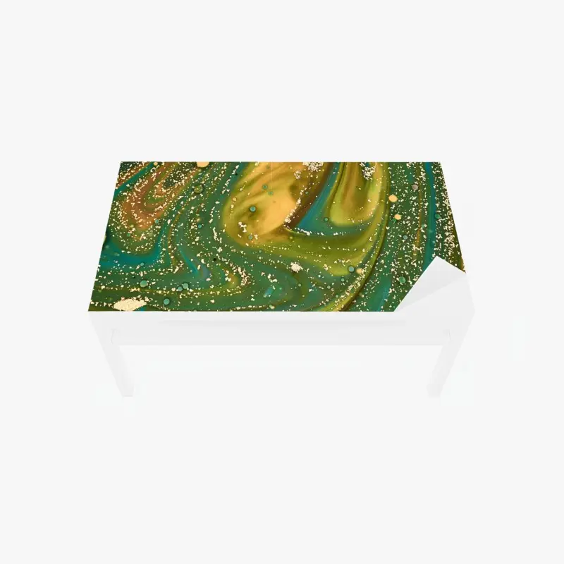 Tischaufkleber und Schreibtischaufkleber grün-goldene flüssige marmorierte kunst