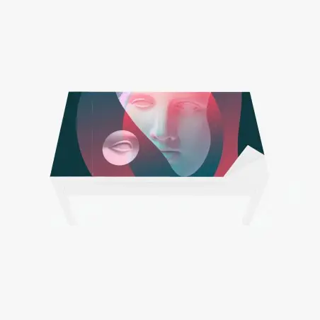 Tischaufkleber und Schreibtischaufkleber surreales klassisches gesicht im duoton – Pixers®