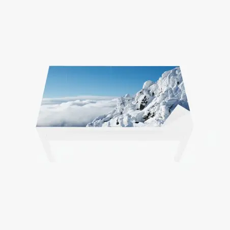 Tischaufkleber und Schreibtischaufkleber ruhige verschneite berglandschaft – Pixers®
