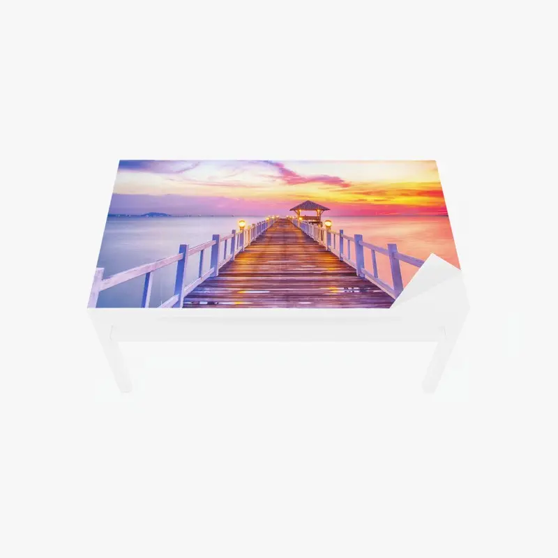 Tischaufkleber und Schreibtischaufkleber sonnenuntergang am steg zum ruhigen horizont