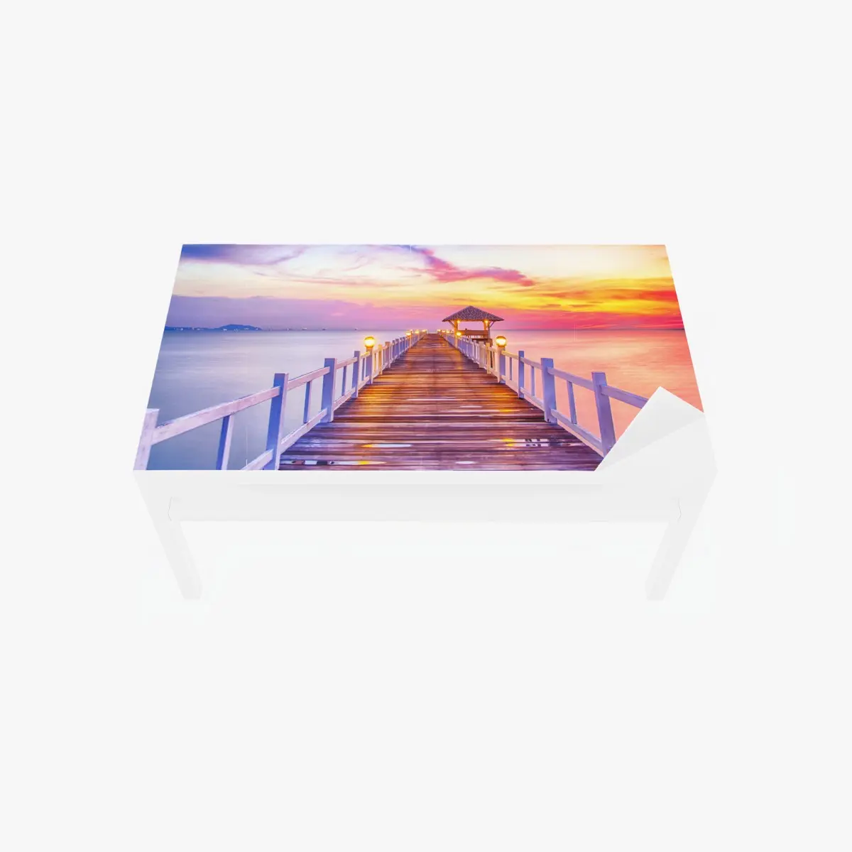 Tischaufkleber und Schreibtischaufkleber sonnenuntergang am steg zum ruhigen horizont – Pixers®