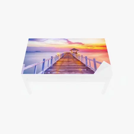 Tischaufkleber und Schreibtischaufkleber sonnenuntergang am steg zum ruhigen horizont – Pixers®