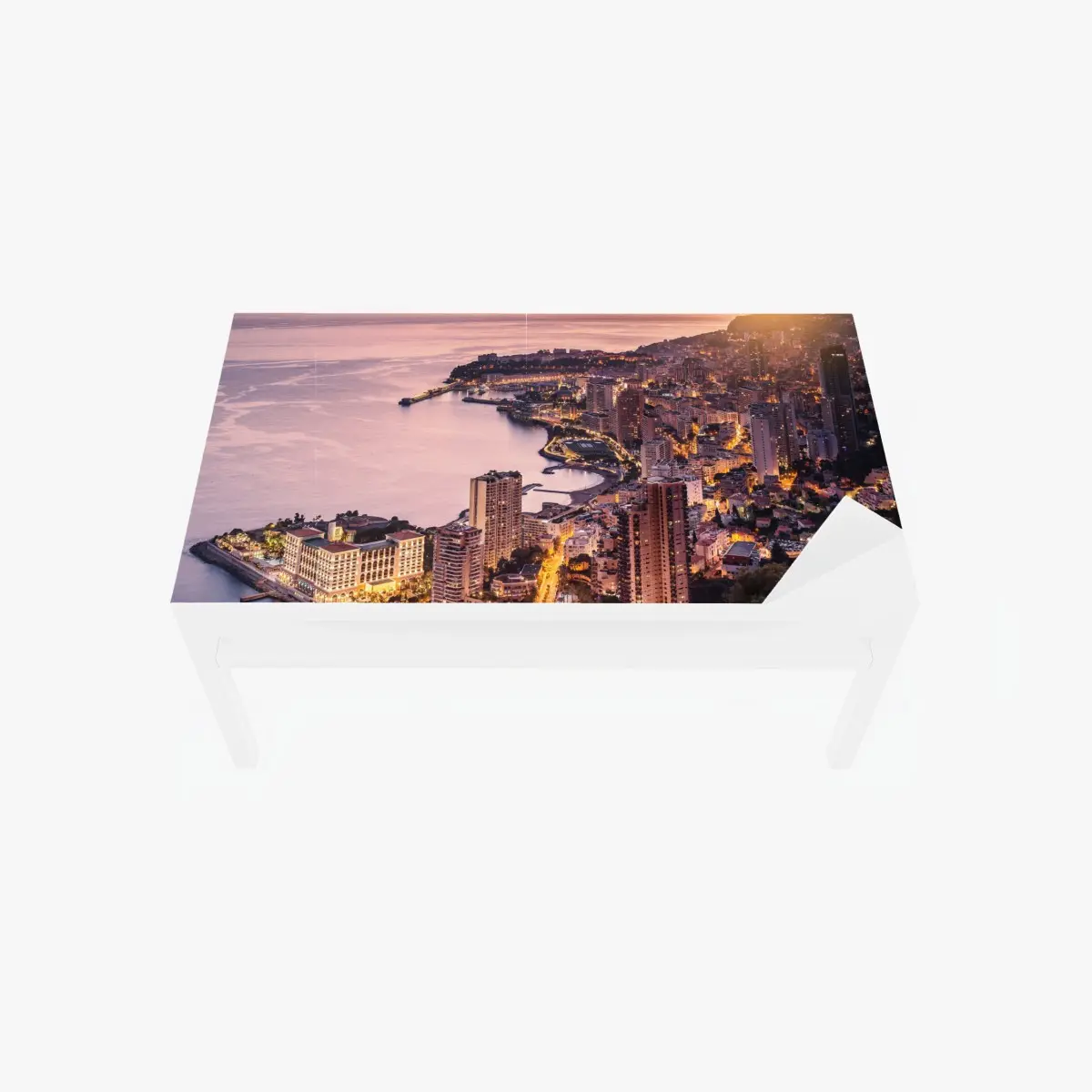 Tischaufkleber und Schreibtischaufkleber sonnenuntergang über der städtischen küstenlinie – Pixers®