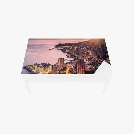 Tischaufkleber und Schreibtischaufkleber sonnenuntergang über der städtischen küstenlinie – Pixers®