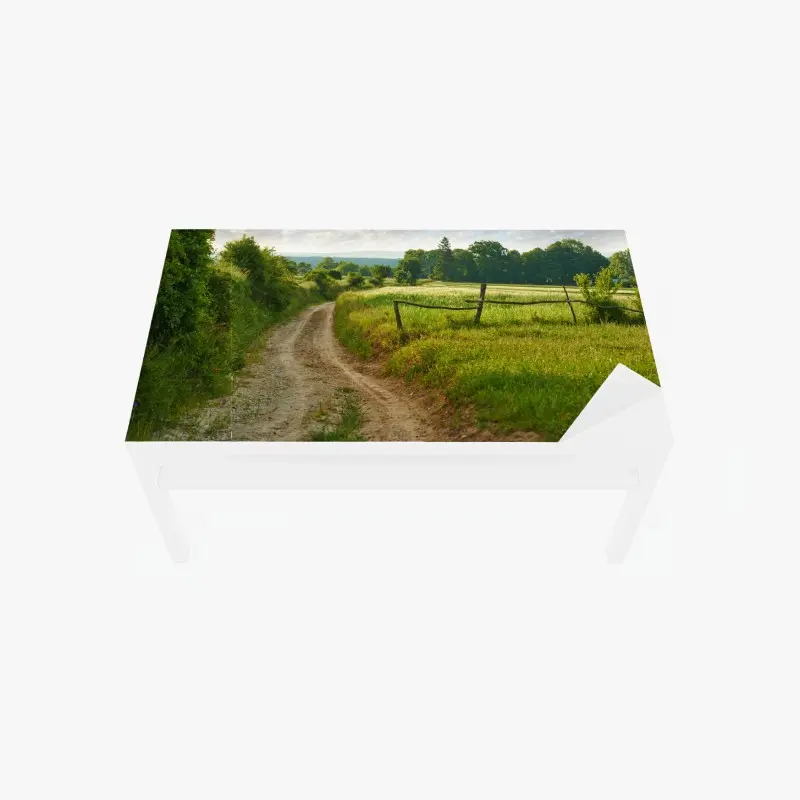 Tischaufkleber und Schreibtischaufkleber sonniger landweg durch grüne wiesen