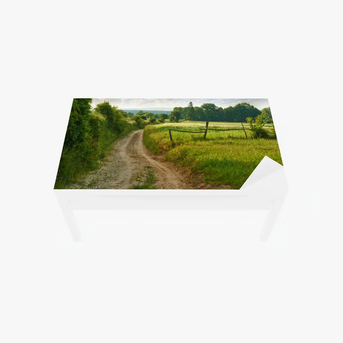 Tischaufkleber und Schreibtischaufkleber sonniger landweg durch grüne wiesen – Pixers®