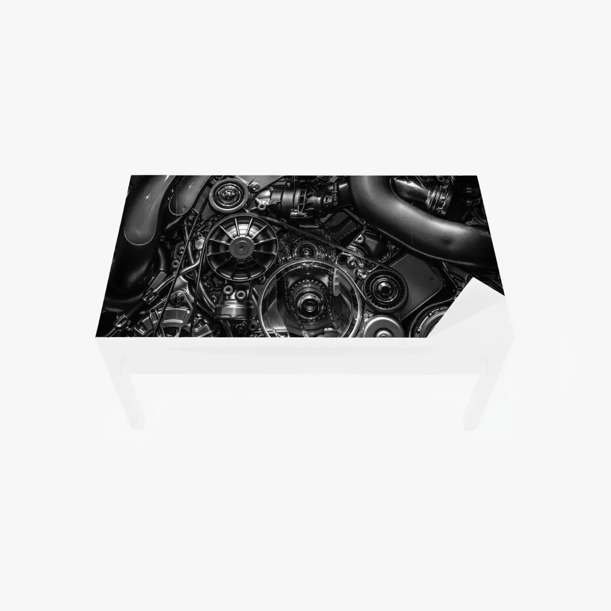 Tischaufkleber und Schreibtischaufkleber präzise motor-nahaufnahme im industrial-stil – Pixers®