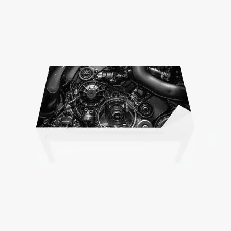 Tischaufkleber und Schreibtischaufkleber präzise motor-nahaufnahme im industrial-stil – Pixers®