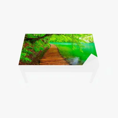 Tischaufkleber und Schreibtischaufkleber ruhiger grüner steg am see – Pixers®