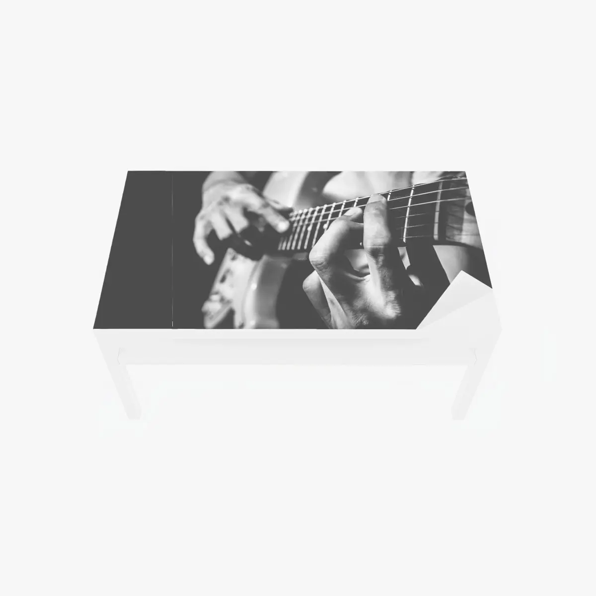 Tischaufkleber und Schreibtischaufkleber monochrome gitarre nahaufnahme – Pixers®