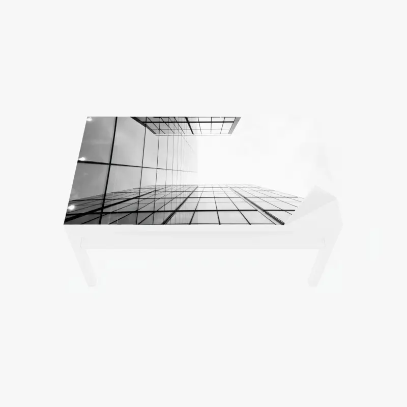 Tischaufkleber und Schreibtischaufkleber minimalistische glasfassade perspektive