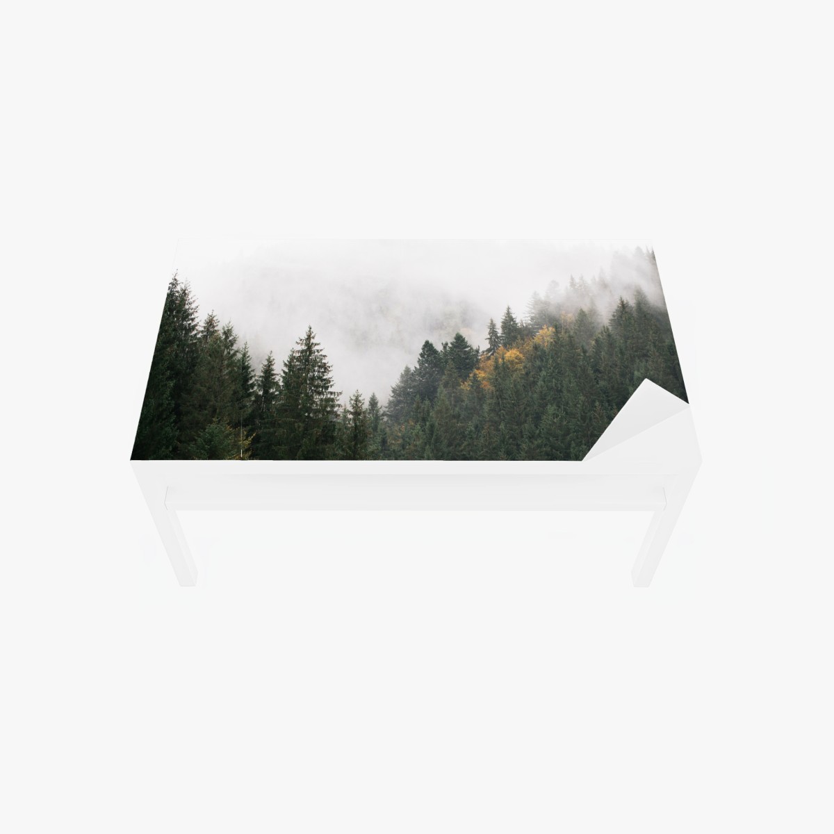 Tischaufkleber und Schreibtischaufkleber nebliger bergwald im dunst – Pixers®