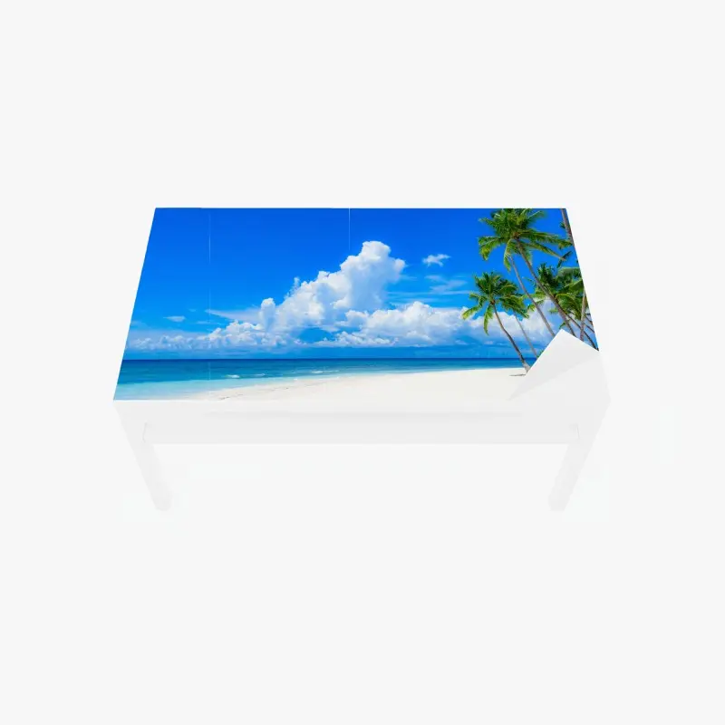 Tischaufkleber und Schreibtischaufkleber tropischer palmenstrand unter blauem himmel