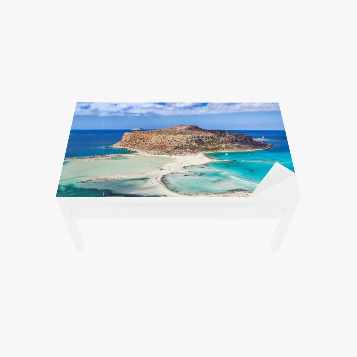 Tischaufkleber und Schreibtischaufkleber türkise lagune mit insel und sandstrand – Pixers®