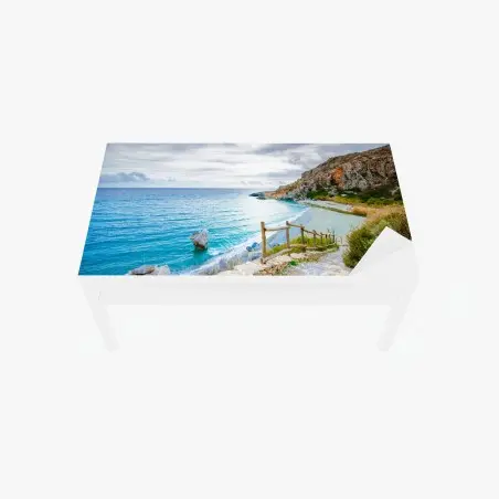 Tischaufkleber und Schreibtischaufkleber ruhige türkisfarbene bucht mit küstenpfad – Pixers®