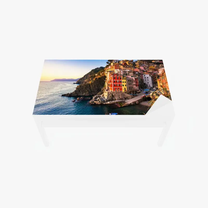 Tischaufkleber und Schreibtischaufkleber sonnenuntergang über Riomaggiore, Cinque Terre