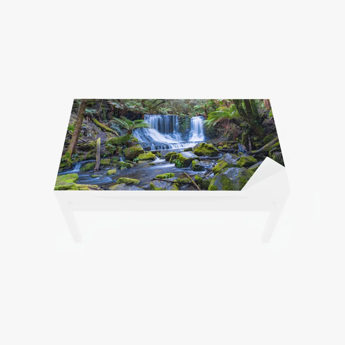 Tischaufkleber und Schreibtischaufkleber friedlicher waldwasserfall – Pixers®