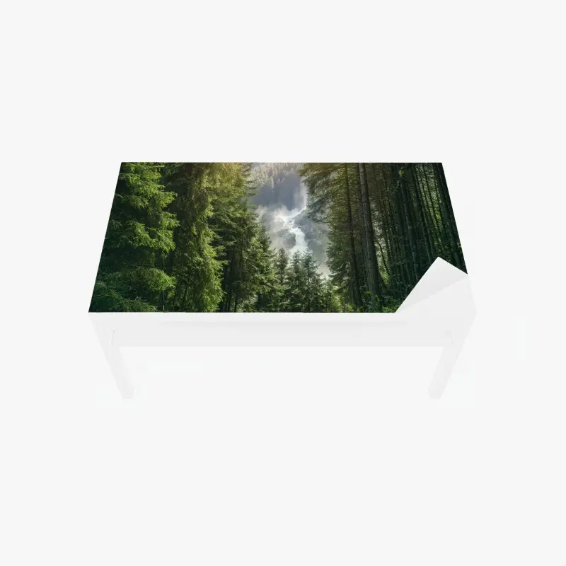 Tischaufkleber und Schreibtischaufkleber Krimml wasserfall im üppigen alpinen wald