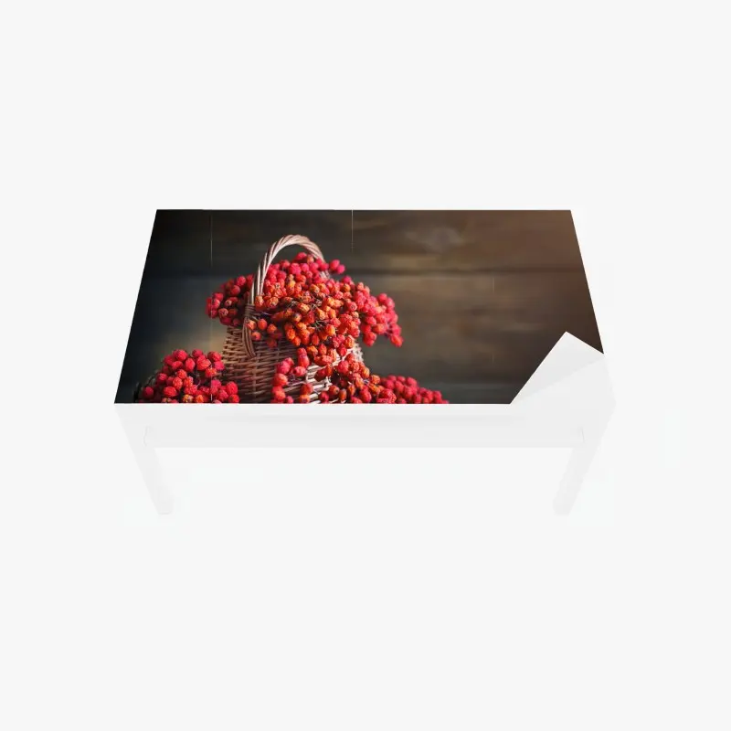 Tischaufkleber und Schreibtischaufkleber herbstliche vogelbeeren im weidenkorb