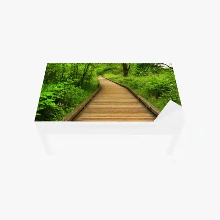Tischaufkleber und Schreibtischaufkleber ruhiger holzsteg im wald – Pixers®