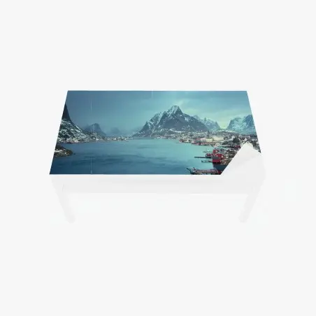 Tischaufkleber und Schreibtischaufkleber Reine winterlicher fjord in den Lofoten – Pixers®