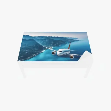 Tischaufkleber und Schreibtischaufkleber küstenflug über türkisblauem meer – Pixers®