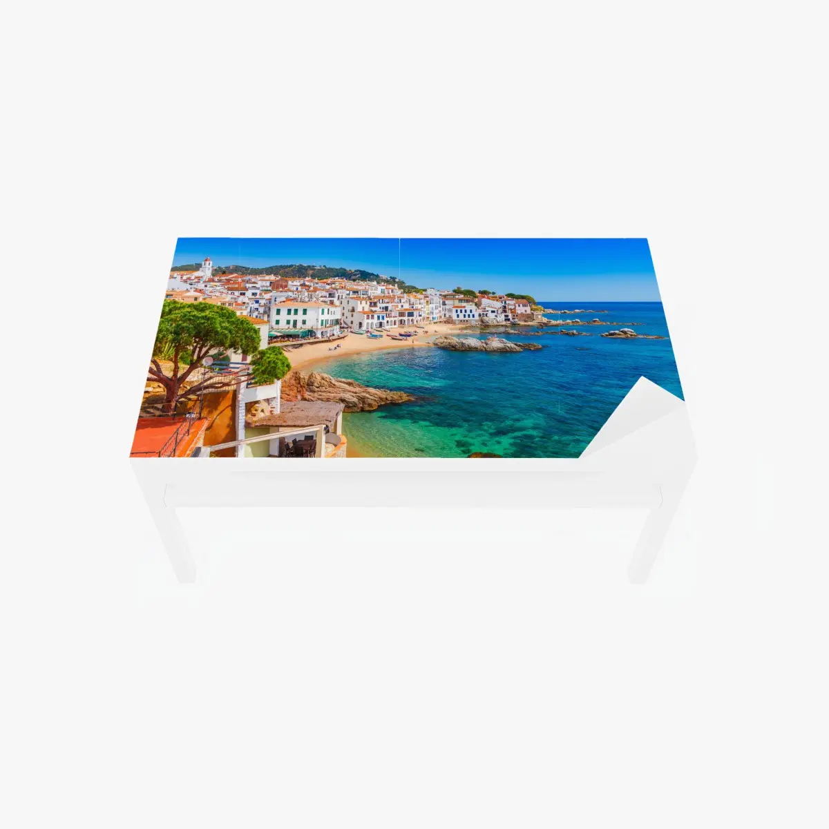 Tischaufkleber und Schreibtischaufkleber sonniges mediterranes küstendorf – Pixers®