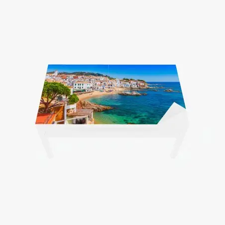 Tischaufkleber und Schreibtischaufkleber sonniges mediterranes küstendorf – Pixers®