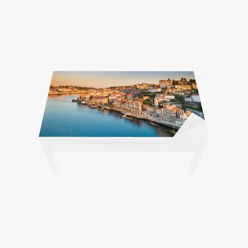 Tischaufkleber und Schreibtischaufkleber sonnige Porto ufer-skyline im goldenen licht