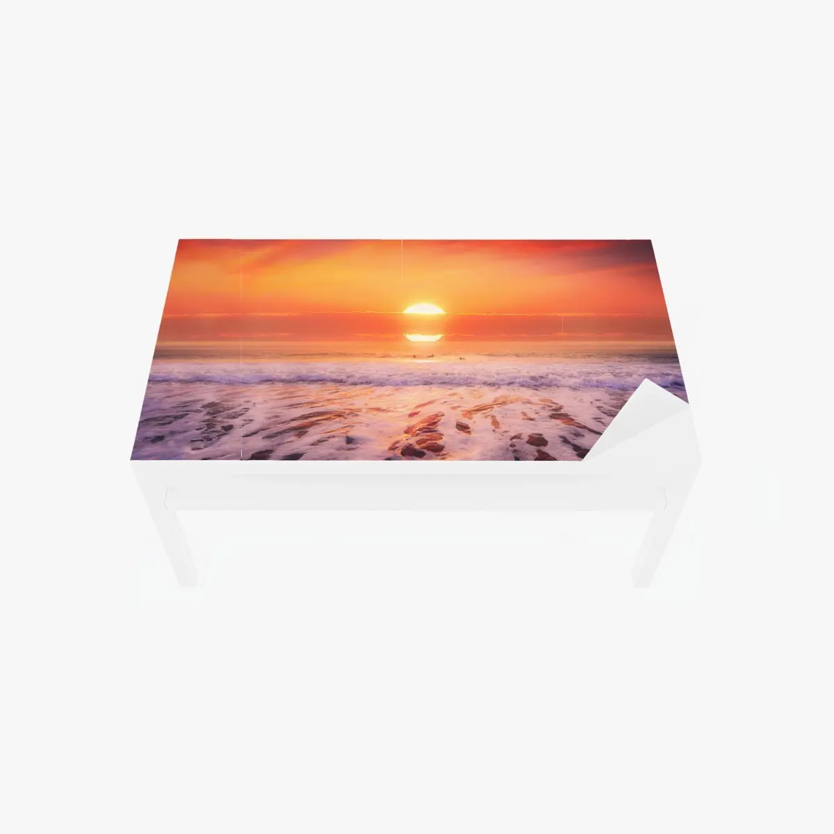 Tischaufkleber und Schreibtischaufkleber goldener sonnenuntergang über ruhigem strand – Pixers®