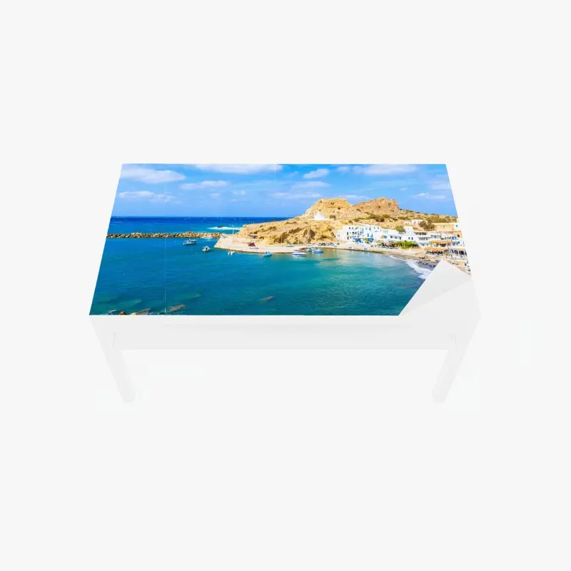 Tischaufkleber und Schreibtischaufkleber sonniger hafen Finiki an der Küste von Karpathos