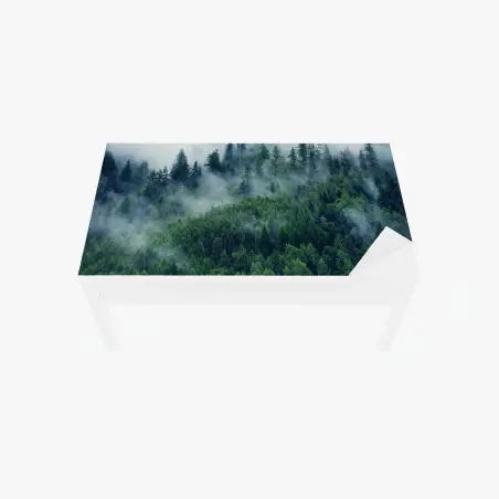 Tischaufkleber und Schreibtischaufkleber nebliger grüner wald – Pixers®