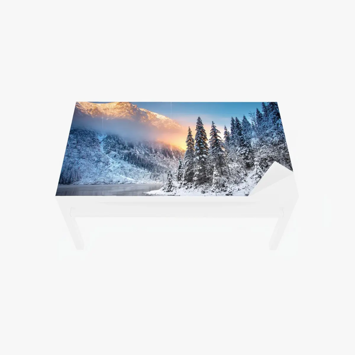 Tischaufkleber und Schreibtischaufkleber winterlicher sonnenaufgang am Morskie Oko – Pixers®