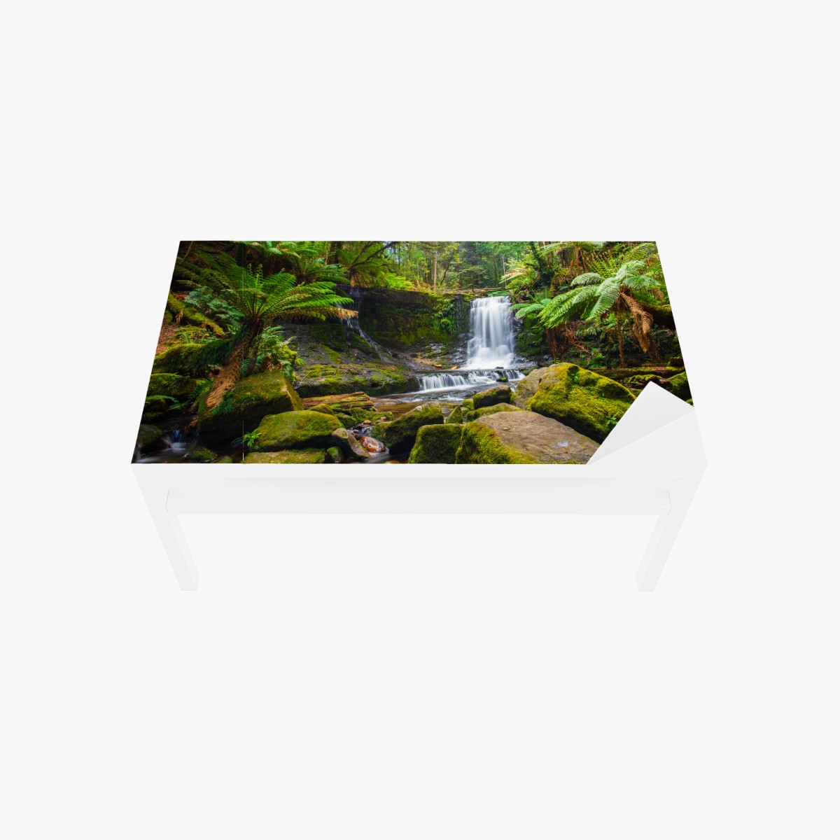 Tischaufkleber und Schreibtischaufkleber üppiger waldwasserfall – Pixers®