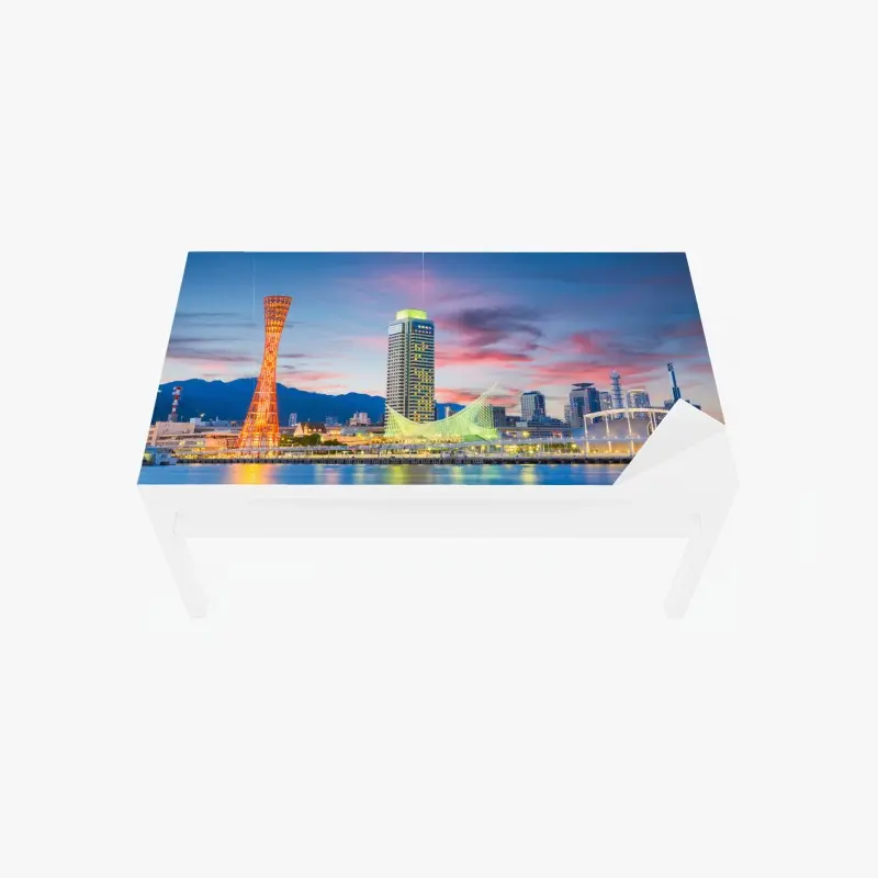 Tischaufkleber und Schreibtischaufkleber Kobe skyline bei dämmerung