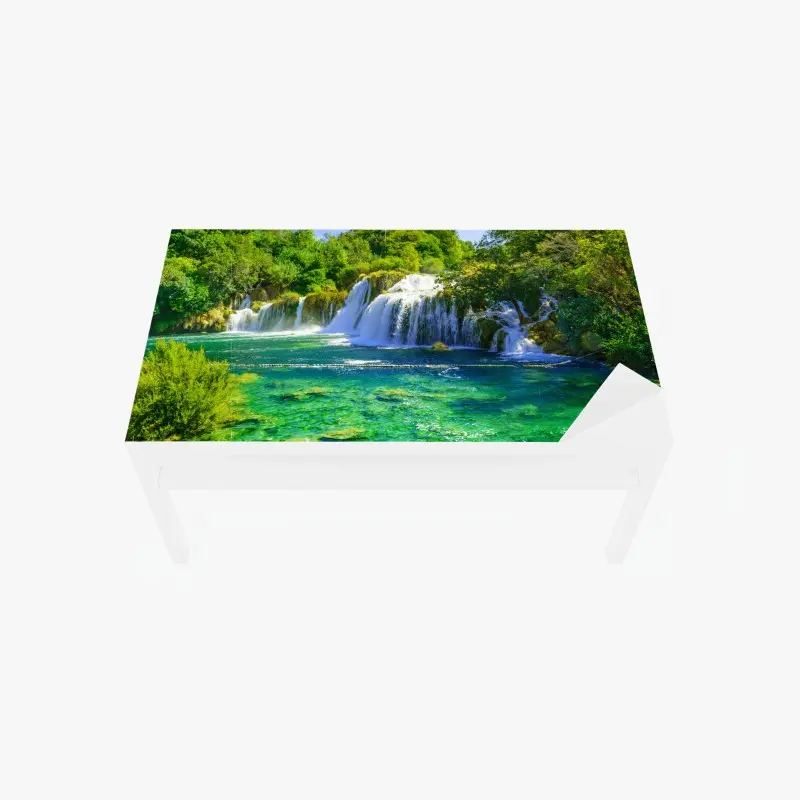 Tischaufkleber und Schreibtischaufkleber smaragdgrüner wasserfall