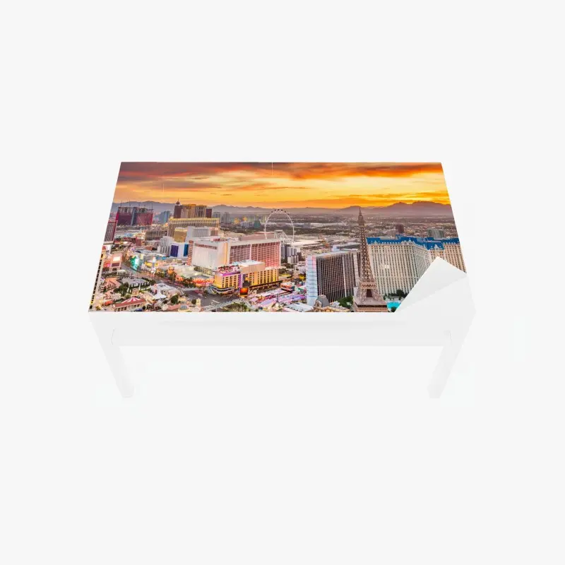 Tischaufkleber und Schreibtischaufkleber Las Vegas skyline bei sonnenuntergang