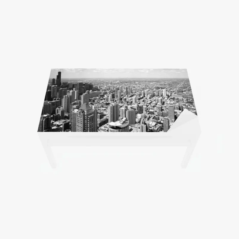Tischaufkleber und Schreibtischaufkleber Chicago skyline in graustufen
