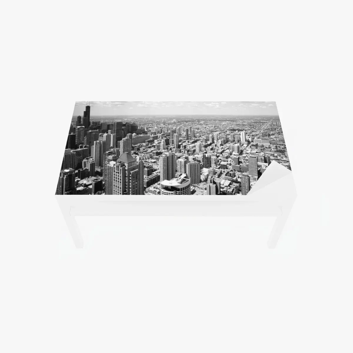 Tischaufkleber und Schreibtischaufkleber Chicago skyline in graustufen – Pixers®