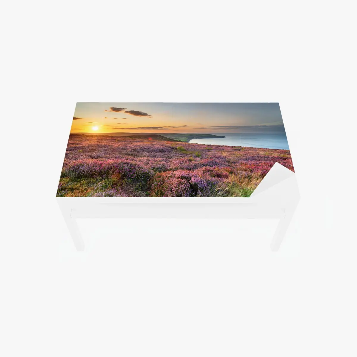 Tischaufkleber und Schreibtischaufkleber sonnenuntergang über der heide auf den North York Moors – Pixers®