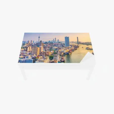 Tischaufkleber und Schreibtischaufkleber Macau skyline bei sonnenuntergang – Pixers®
