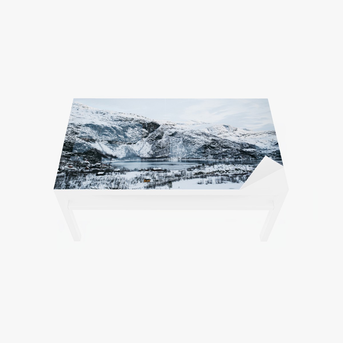 Tischaufkleber und Schreibtischaufkleber ruhige winterliche berglandschaft über zugefrorenem see – Pixers®