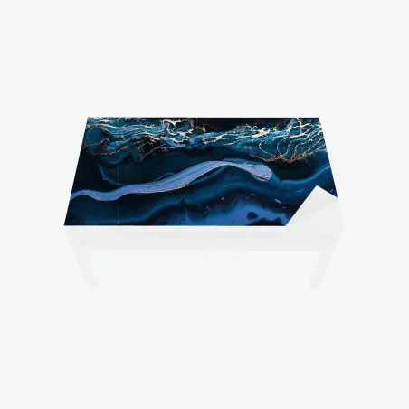 Tischaufkleber und Schreibtischaufkleber marineblaue und goldene abstraktion – Pixers®