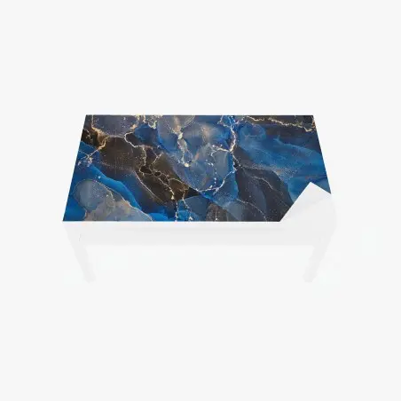 Tischaufkleber und Schreibtischaufkleber luxuriöse blaue und goldene abstrakte wellen – Pixers®