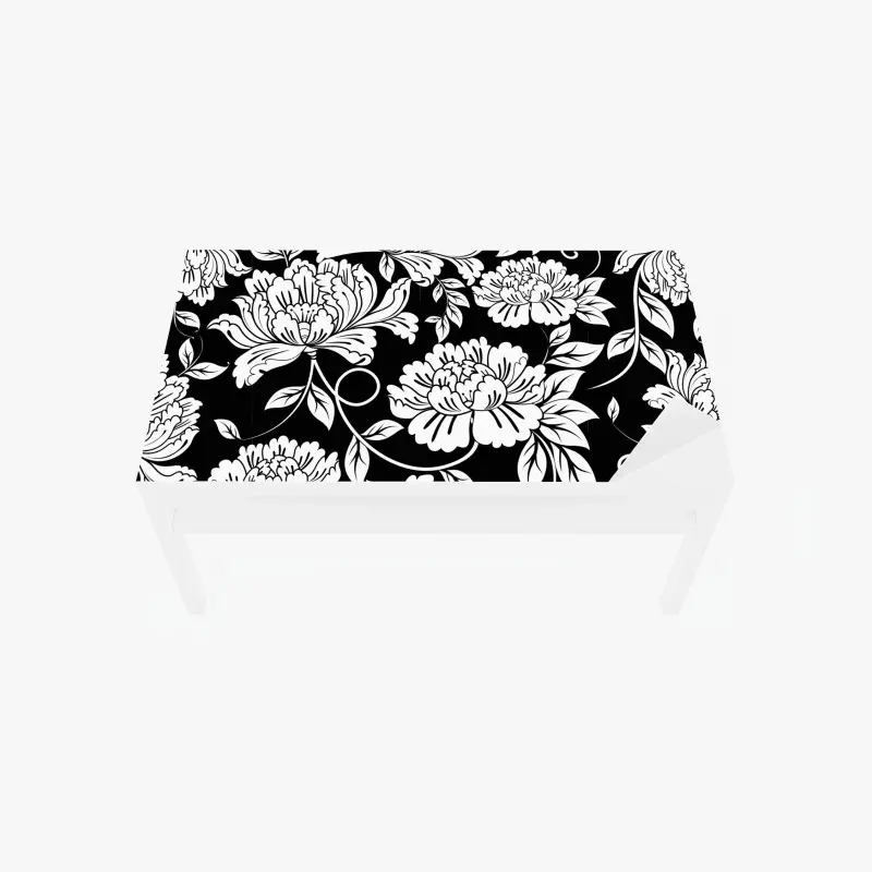 Tischaufkleber und Schreibtischaufkleber monochromes blumenmuster