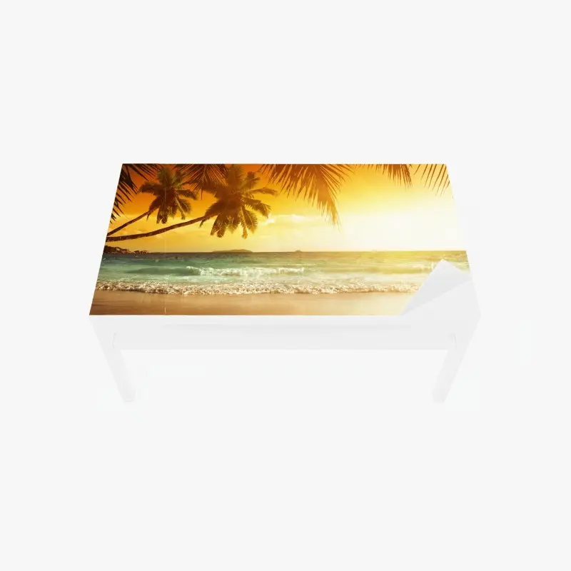 Tischaufkleber und Schreibtischaufkleber goldener sonnenuntergang an einem strand in der Karibik