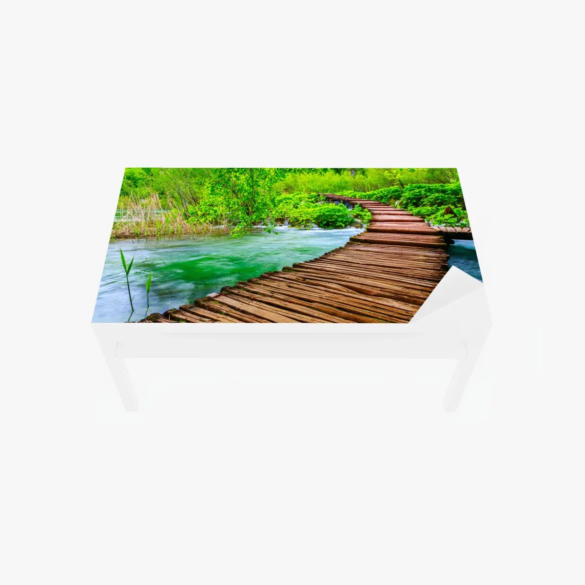 Tischaufkleber und Schreibtischaufkleber ruhiger grüner steg über dem fluss – Pixers®